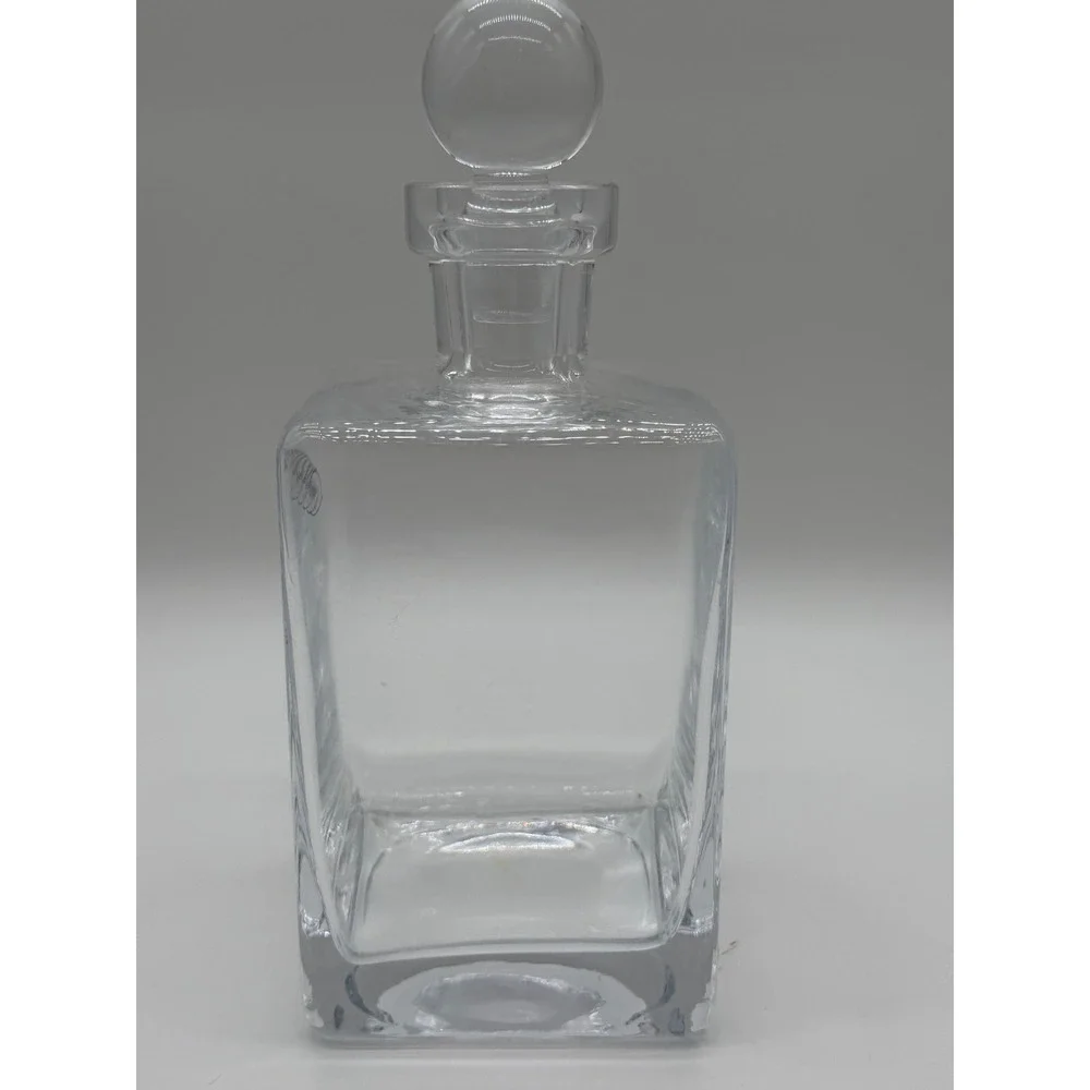 Denizli Clear Glass Square Liquor Decanter with Round Ball Stopper 9.5 inch